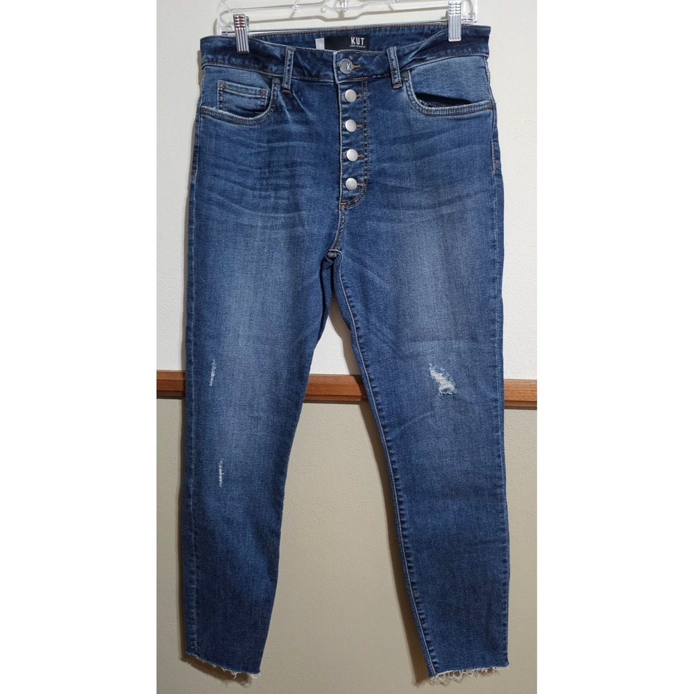 KUT from the Kloth Donna Ankle Skinny Leg Jeans Women's 10 Blue Denim High Rise